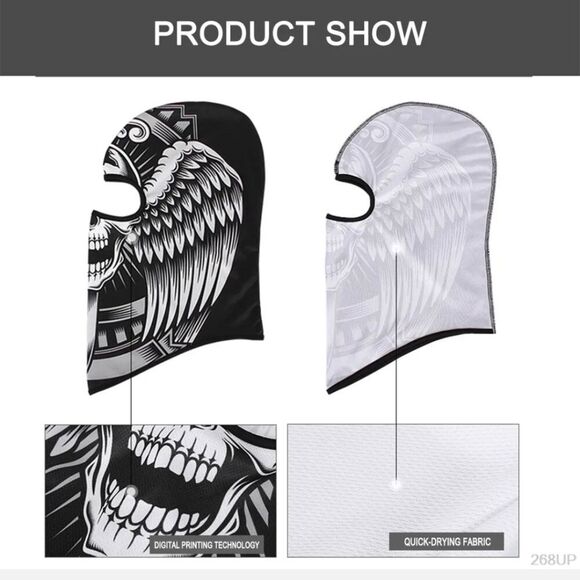 Tactical Skull Ghost Printed Full Face Mask Balaclava Halloween Ski Motorcycle - Picture 5 of 6